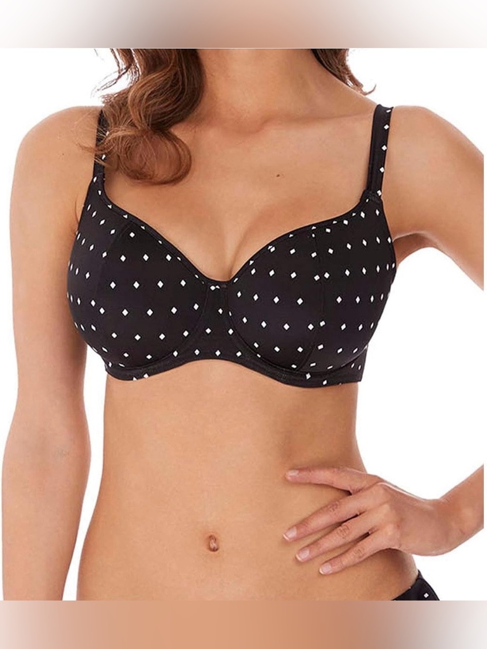 Freya Jewel Cove Sweetheart Bikini Top Diamond Dot Print Size 42DDD NWT